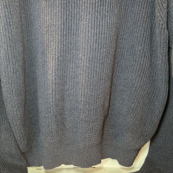 Cabela's Men's Sweater Size XLT Tall Navy‎ Blue Chunky Knit Quarter Button Heavy - Picture 11 of 11